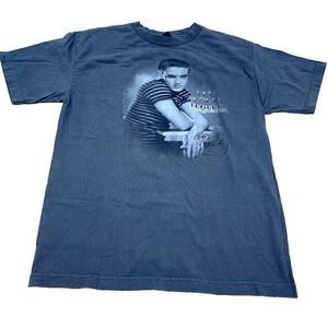 Vintage Elvis Presley Shirt Men Medium Gray Band Tee Graceland Retro Y2K 2000s